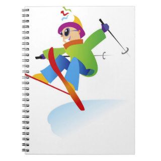 Freestyle Skiier Jumping up Note Book