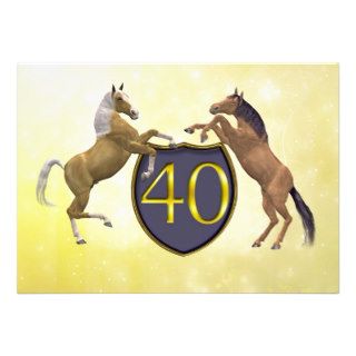 40 years old birthday party rearing horses personalized invitation