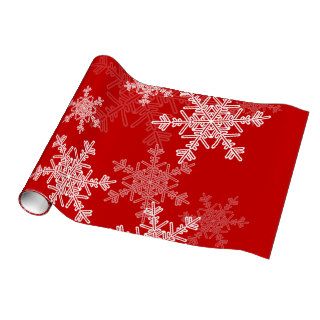 Girly red and white Christmas snowflakes Wrapping Paper