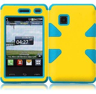 For LG 840G LG840G Dynamic Hybrid Tuff Hard Case Snap On Phone Silicone Cover Yellow/Sky Blue Accessory Cell Phones & Accessories