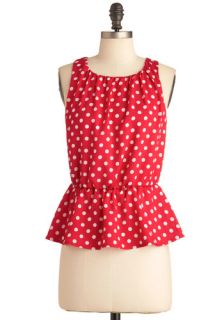 She's Got Peplum Top in Red  Mod Retro Vintage Short Sleeve Shirts