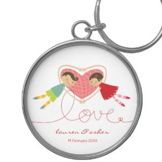 Cartoon Boy Hearts Girl Valentine Gift Keychain