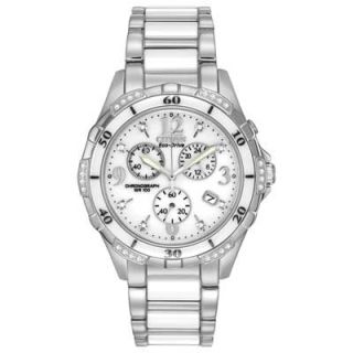 Ladies Citizen Eco Drive™ Diamond Accent Ceramic and Stainless