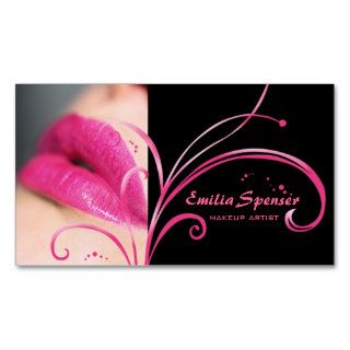 Pink Lips & Ornament Cosmetologist Card Business Card Template