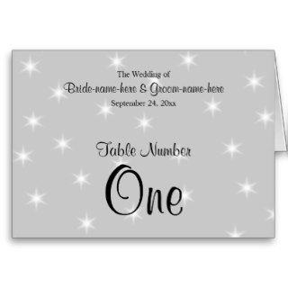Wedding Table Number, Pale Gray with White Stars. Cards