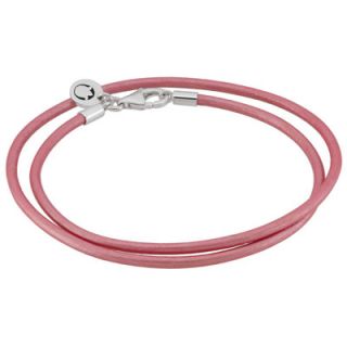 PersonaGirl™ Sterling Silver Metallic Pink Double Leather Bracelet