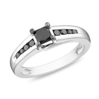 CT. T.W. Princess Cut Enhanced Black Diamond Engagement Ring in