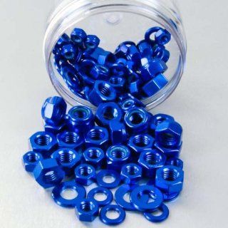 Aluminium Assorted Nut & Washer Tub 100 Piece Blue    
