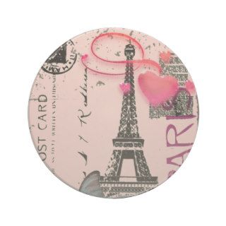 vintage pink Paris Effiel Tower Butterfly Coaster
