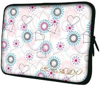 13 inch White Retro chic Hearts / Aqua Flowers Notebook Laptop Sleeve Bag Carrying Case for most of MacBook, Acer, ASUS, Dell, HP, Lenovo, Sony, Toshiba Computers & Accessories