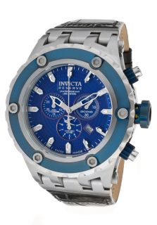 Invicta 10085  Watches,Mens Subaqua/Reserve Chronograph Blue Textured Dial Black Genuine Leather, Chronograph Invicta Quartz Watches