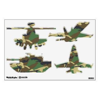 Military Plane Helicopter And Tank Camo Wall Decals