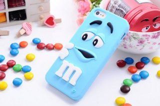FiveBox Lovely Cartoon Mouth open M & M's Chocolate Candies Style Fragrant Soft Silicone Case Cover Compatible for Iphone 5 5g 5s (light blue) Cell Phones & Accessories
