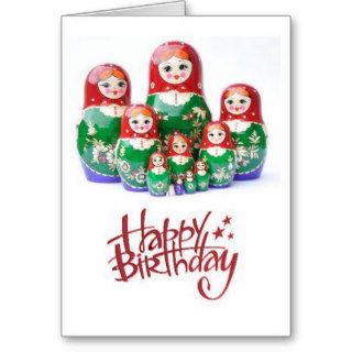 Happy Birthday Russian Dolls Matryoshka Greeting Card