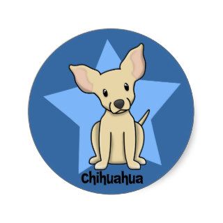 Kawaii Star Chihuahua Round Stickers