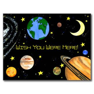 Happy Planets and Space Post Card