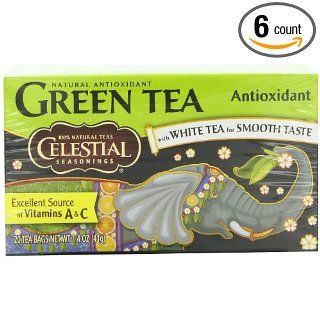 Celestial Seasonings Green Tea, Antioxidant, 20 Count Tea Bags (Pack of 6)  Organic Celestial Green Tea  Grocery & Gourmet Food