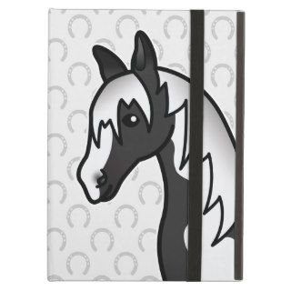 Black Pinto Cartoon Horse Head iPad Case