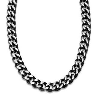 0mm Black Ion Plated Stainless Steel Curb Chain Necklace   22   Zales