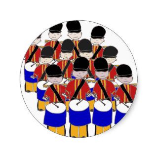 12 Drummers Drumming Round Stickers