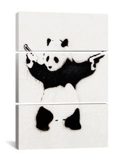 Panda With Guns by Banksy (Set of 3) by iCanvasART