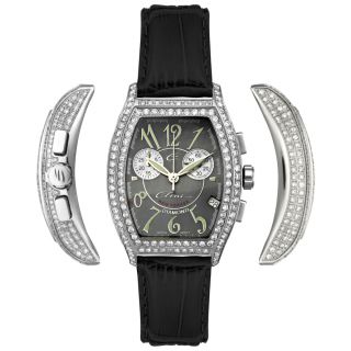 Elini Barokas BK123STBK  Watches,Midsize New Yorker Chronograph Diamond Black Leather, Chronograph Elini Barokas Quartz Watches