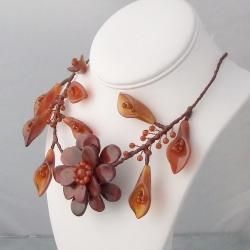 Rose Vines Red Jasper and Carnelian Flower Necklace (Thailand) Necklaces