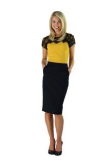 Womens Mikarose Black Woven Pencil Skirt Knee Length   Womens Size XS 2XL (0 20)
