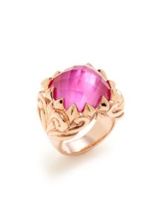 Superstud Mother Of Pearl & Pink Quartz Doublet Claw Ring by Stephen Webster