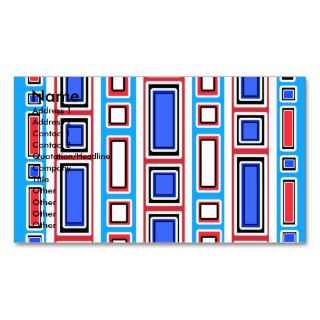 Retro white blue and red rectangle pattern business card template