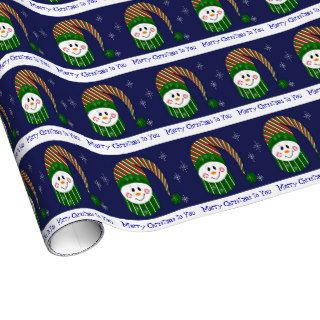 Sweet Snowman in Striped Hat and Scarf Gift Wrapping Paper