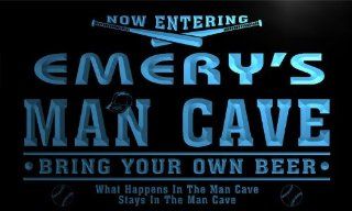 qb674 b Emery's Man Cave Baseball Beer Bar Neon Sign   Emery Baseball Jersey