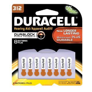 Duracell DA312B8ZM09 Easy Tab Hearing Aid Zinc Air Battery Pack, 312 Size, 1.4V, 175 mAh Capacity (Case of 6 Cards, 8 Unit per Card)