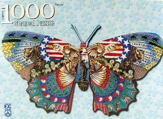 Americana Butterfly 1000 Piece Shaped Jigsaw Puzzle 22" x 40" Made in Germany #78007 Toys & Games