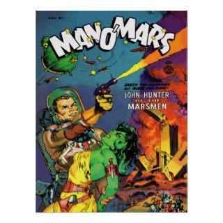 MAN O' MARS Cool Vintage Comic Book Cover Art Posters