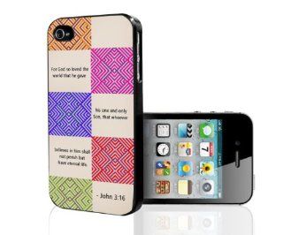 Colorful Triangle Design with John 316 Bible Verse iPhone 5 Hard Case Cell Phones & Accessories