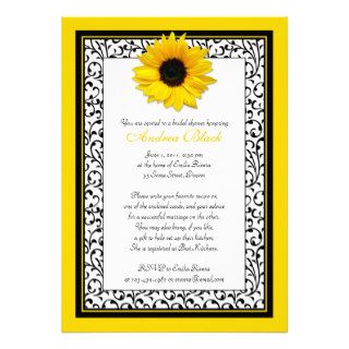 Chic Sunflower Recipe Bridal Shower Invitation