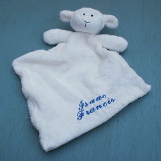 personalised baby boy lamb comforter blanket by sparks living