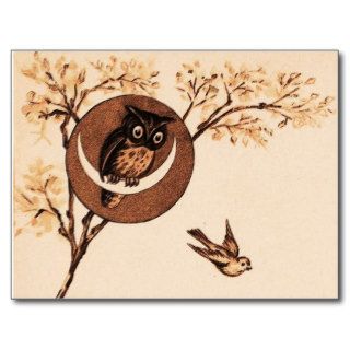 Vintage Owl in Moon Post Cards