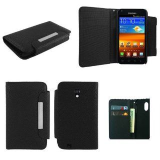 BLACK PU LEATHER WALLET POUCH CASE FOR SAMSUNG GALAXY S2 EPIC TOUCH D710 +GUARD [In Casesity Retail Packaging] 