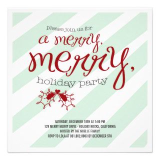 Merry Merry Holly Berries Holiday Party Invitation