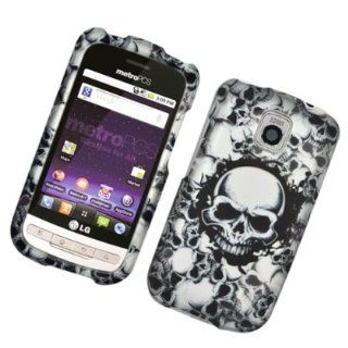 For LG Optimus M MS690 Rubber Image, White Skull (2D) Cell Phones & Accessories