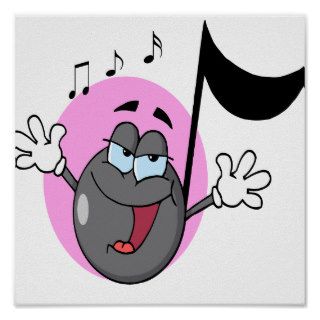 cute singing music musical note cartoon character print