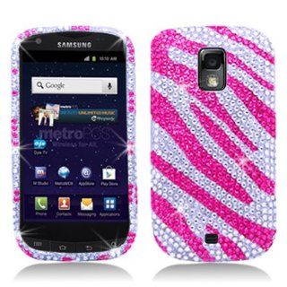 Aimo SAMR940PCLDI686 Dazzling Diamond Bling Case for Samsung Galaxy S Lightray 4G R940   Retail Packaging   Zebra Hot Pink/White Cell Phones & Accessories