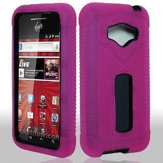 Hot Pink Hard Soft Gel Dual Layer Cover Case for LG Optimus Elite LS696 Cell Phones & Accessories