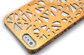 For iPhone 5 5S Wydan Gold Chrome Birds Nest Woven Designed Ultra Thin Hard Case Cover Cell Phones & Accessories