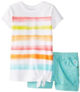 Nautica Girls 7 16 Side Tie Tee With 5 Pocket Short, Sail White, 8 Clothing