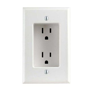 Leviton 689 W 15 Amp 1 Gang Recessed Duplex Receptacle, Residential Grade, with Screws Mounted to Housing, White   Electrical Outlets  