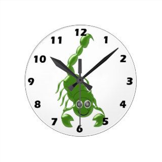 Green Scorpion Round Clocks