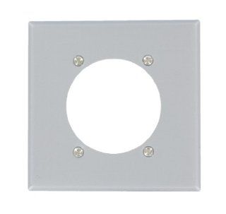 Leviton S701 GY 2 Gang Power Receptacle Wallplate, Flush Mount, Standard Size, Device Mount, Steel Aluminum Finish   Outlet Plates  